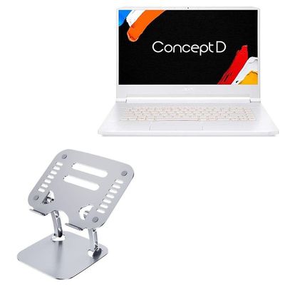 BoxWave Stand and Mount Compatible with Acer ConceptD 7 (CN715-71) - Executive VersaView Laptop Stand, Ergonomic Adjustable Viewing Angle Metallic Riser - Metallic Silver