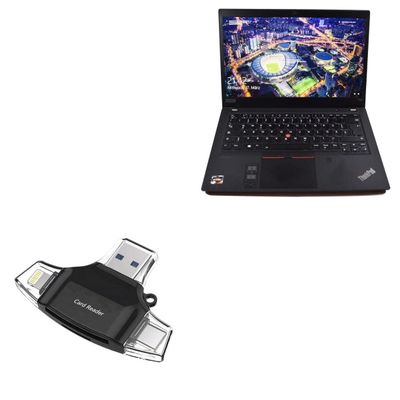 BoxWave Smart Gadget Compatible with Lenovo ThinkPad P14s (20S4) - AllReader SD Card Reader, microSD Card Reader SD Compact USB - Jet Black