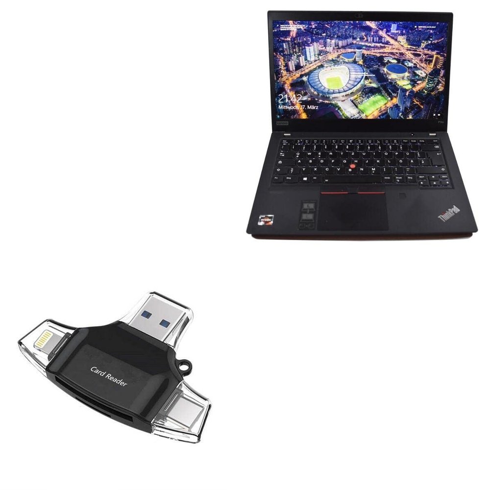 BoxWave Smart Gadget Compatible with Lenovo ThinkPad P14s (20S4) - AllReader SD Card Reader, microSD Card Reader SD Compact USB - Jet Black