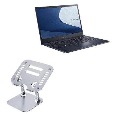 BoxWave Stand and Mount Compatible with ASUS ExpertBook B5 (B5302C) - Executive VersaView Laptop Stand, Ergonomic Adjustable Viewing Angle Metallic Riser - Metallic Silver