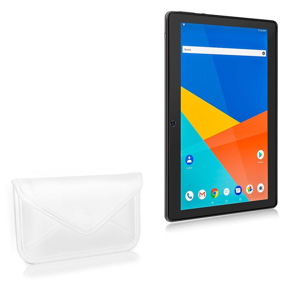 BoxWave Case Compatible with SUMTAB Android Tablet PC K102 (10 in) - Elite Leather Messenger Pouch, Synthetic Leather Cover Case Envelope Design - Ivory White