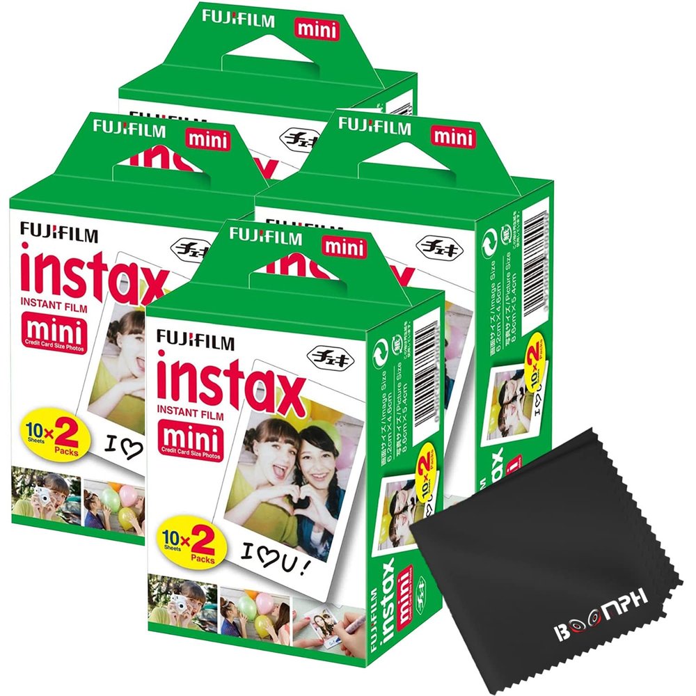 Fujifilm Instax Mini Instant Camera Film: 80 Shoots Total, (10 Sheets x 8) - Capture Memories Anytime, Anywhere - Boomph's Comprehensive Ultimate Performance Cloth Solution for Perfect Picture Quality