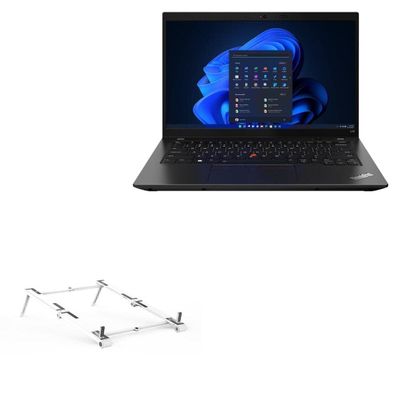 BoxWave Stand and Mount Compatible with Lenovo ThinkPad L14 (21C1) - Pocket Aluminum Stand 3-in-1, Portable Multi Angle Viewing Riser - Metallic Silver