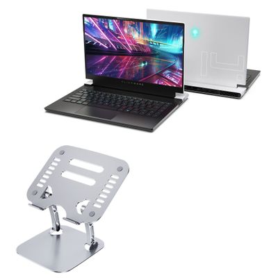 BoxWave Stand and Mount Compatible with Alienware x14 Gaming (R1) - Executive VersaView Laptop Stand, Ergonomic Adjustable Viewing Angle Metallic Riser - Metallic Silver