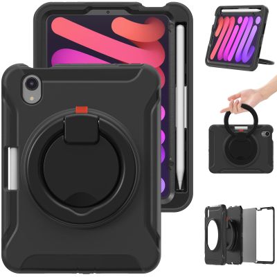 AdirMi Case for iPad Mini 6 (8.3-inch, 2021), iPad Mini 6th Generation Case with Pencil Holder, Shockproof Handle Stand Rugged Cover with 360 Rotatable Kickstand, Supports Pencil 2,A