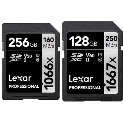 Lexar Professional SDXC Memory Cards Bundle - 1066x 256GB + 1667x 128GB - High Speed UHS-I and UHS-II