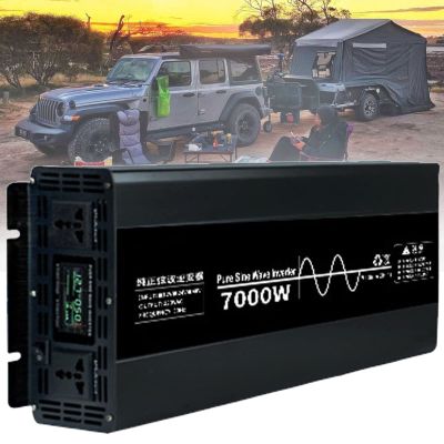 ELOMAS Pure Sine Wave Inverter 7000/10000W Power Inverter 12/24/48V Dc to 110V/220V Ac Car Inverter Voltage Converter with AC Outlets and LCD Display for Home RV Solar System Car,7000W-24Vto110V