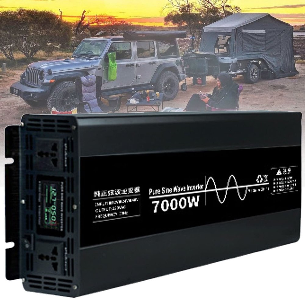 ELOMAS Pure Sine Wave Inverter 7000/10000W Power Inverter 12/24/48V Dc to 110V/220V Ac Car Inverter Voltage Converter with AC Outlets and LCD Display for Home RV Solar System Car,7000W-24Vto110V