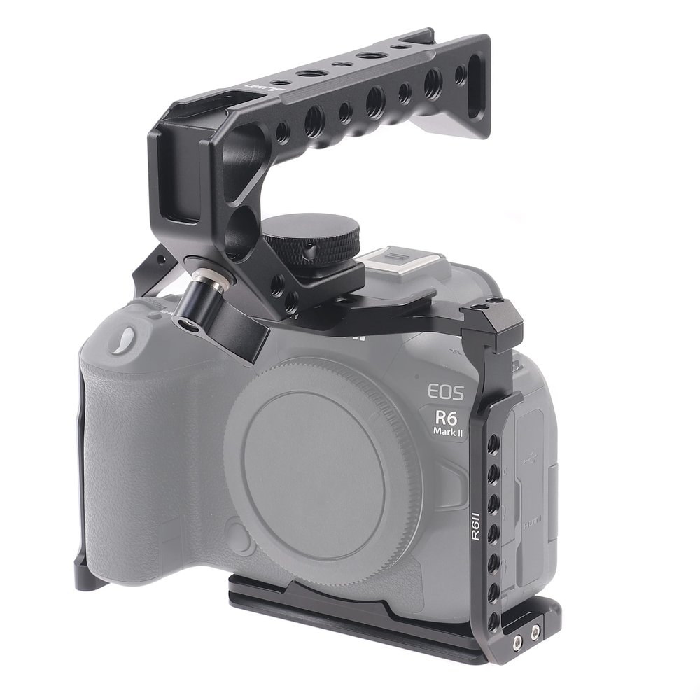 Fotga Alloy Aluminum Camera Cage Bracket Stabilizer + Top Handle for Canon R5 R6 R6II DSLR Mirrorless Camera Video Film Making Compatible with Arca Swiss Clamp