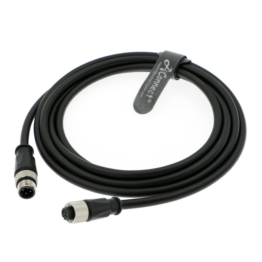 AConnect M12 A Code 4 Pin Male to 4 Pin Female Aviation Sensor Connector Industrial Cable for Device Network, Fieldbus Module 5M/16.4Ft