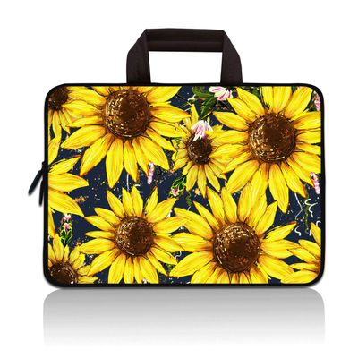 14 15 15.4 15.6 inch Laptop Handle Bag Computer Protect Case Pouch Holder Notebook Sleeve Neoprene Cover Soft Carring Travel Case for Dell Lenovo Toshiba HP Chromebook ASUS Acer(Sunflower)