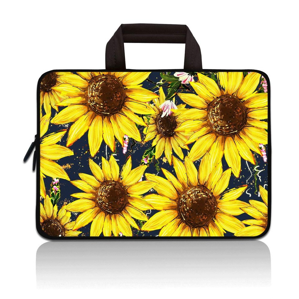 14 15 15.4 15.6 inch Laptop Handle Bag Computer Protect Case Pouch Holder Notebook Sleeve Neoprene Cover Soft Carring Travel Case for Dell Lenovo Toshiba HP Chromebook ASUS Acer(Sunflower)