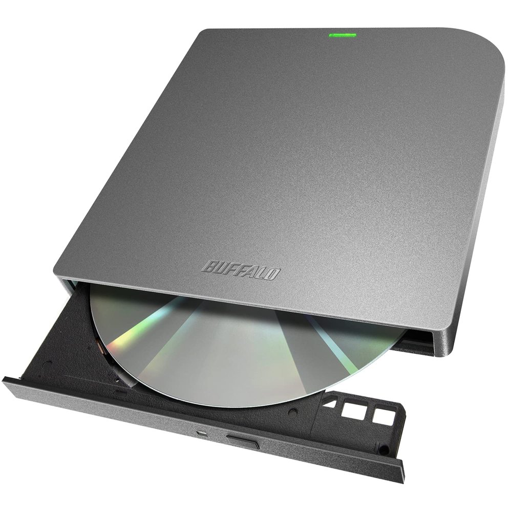 Buffalo DVSM-PMV8U3-GY/N USB 3.2 (Gen1) / 3.0 External Mac-Compatible, DVD/CD Drive, Bus Power (with Power Supply Cable), Thin, Portable, Made in Japan, Gray