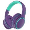 RORSOU B10 Bluetooth Headphones Over Ear, 2 EQ Music Modes(Normal/Bass) and 50H Playtime Wireless Headphones with Mic, Lightweight Folding HiFi Stereo Headset for iPad/Travel/Tablet/PC/Home (Purple) view 1