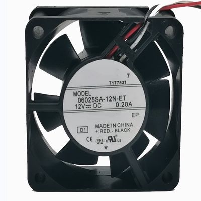 06025SA-12N-ET 12V 0.20A 60X60X25MM 3-Wire Cooling Fan