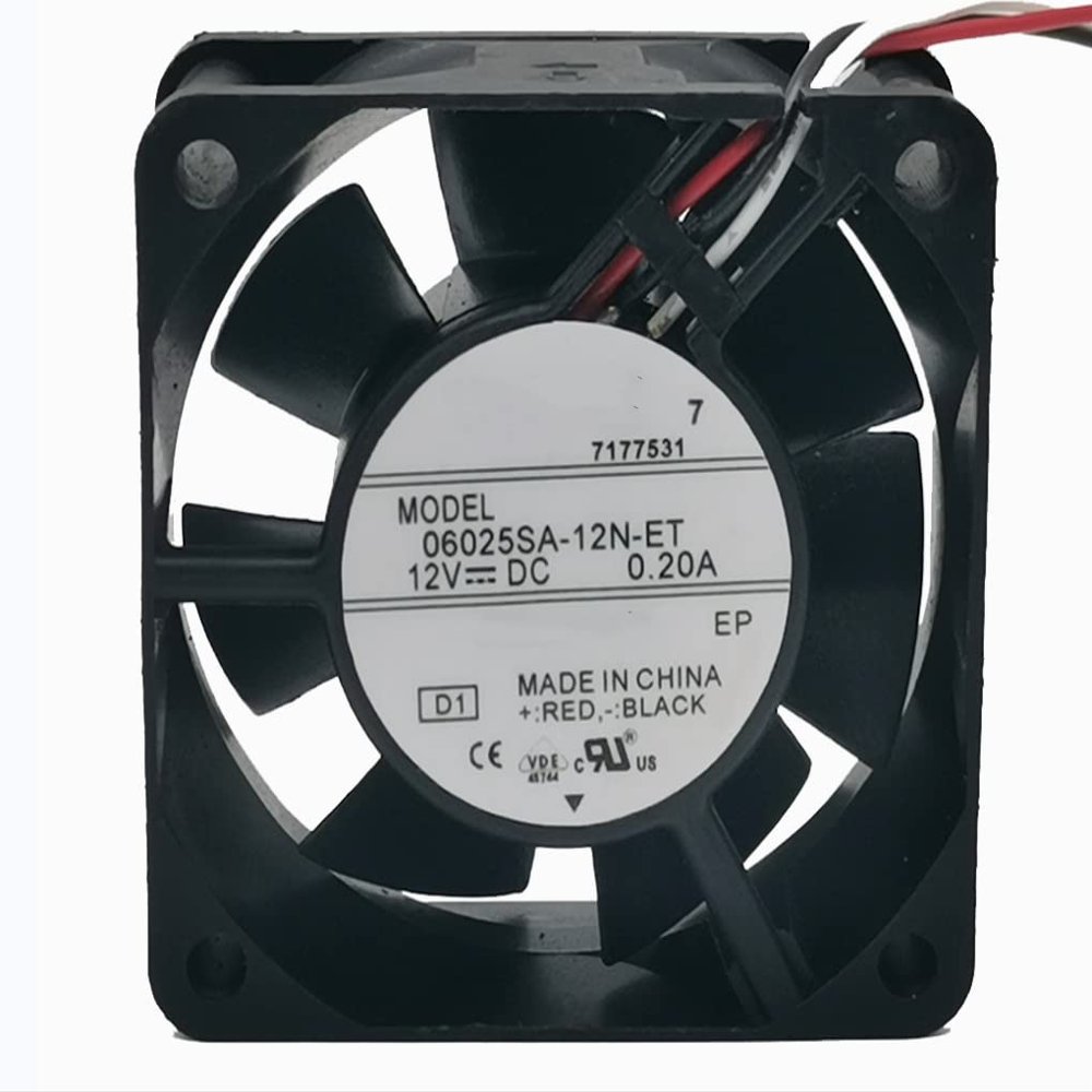 06025SA-12N-ET 12V 0.20A 60X60X25MM 3-Wire Cooling Fan