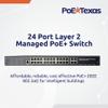 24-Port Rackmount Managed Network Switch - Layer 2 PoE+ Managed Switch (IEEE 802.3at) - 400W Gigabit 1 Gig Power Over Ethernet for Intelligent Buildings - Smart Support, IGMP, VLAN, QoS, DHCP view 2