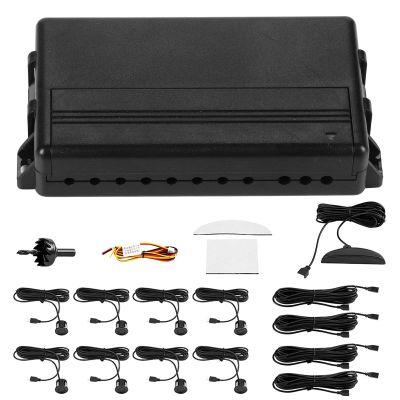 Backup Parking Sensors, Car Reverse Backup Buzzer LED Parking Detector Monitor System with 8 Sensor Black