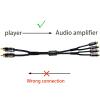 Arklove 2ft Shielded RCA Plug Splitter Stereo Audio Video Cable 2 Male to 4 Female Dual Speaker Y Adapter Connector Extension Cord 24k Gold Plated 1 Input 2 Output view 4
