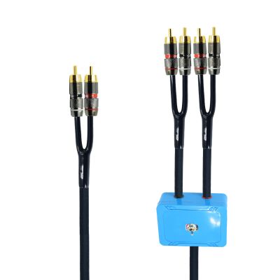 2ft Sound Channel swicher 2 Male to 4 Male RCA Switch Selector 2 Input 1 Output R/L Stereo Audio 1 in 2 Out Stereo Audio Splitter with Mute Button No External Power Required CD Speaker DVD Playe