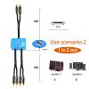 2ft Sound Channel swicher 2 Male to 4 Male RCA Switch Selector 2 Input 1 Output R/L Stereo Audio 1 in 2 Out Stereo Audio Splitter with Mute Button No External Power Required CD Speaker DVD Playe view 3