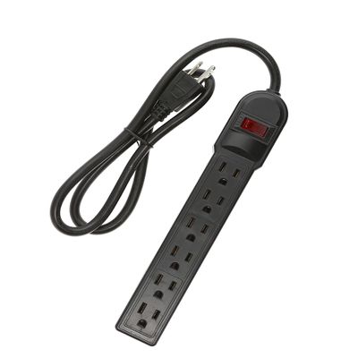 Cable Central LLC (50 Pack) 3Ft 6-Outlet Surge Protector14AWG/3, 15A, 90J Black - 3 Feet