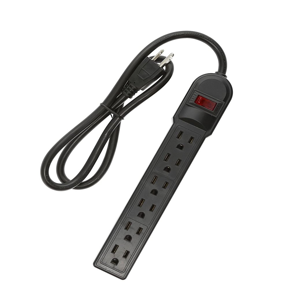 Cable Central LLC (50 Pack) 3Ft 6-Outlet Surge Protector14AWG/3, 15A, 90J Black - 3 Feet