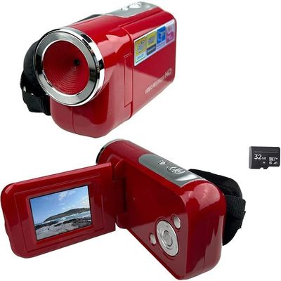eDealz 16MP Megapixel Compact Digital Camcorder with HD Video and Photos 16x Zoom with 2.4" Screen, 32GB Card and USB Cable (Red, Camera + SD Card)