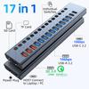 Powered USB Hub 10Gbps, 17 Ports 96W USB 3.2 Hub(10 USB-A 3.2 Ports+3 QC 24W Fast Charging Ports+2 USB-C 3.2 Ports+SD/TF Card Reader), 12V/8A Power Adapter for Laptop, PC, Computer, HDD,Flash Drive view 2