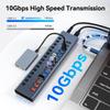 Powered USB Hub 10Gbps, 17 Ports 96W USB 3.2 Hub(10 USB-A 3.2 Ports+3 QC 24W Fast Charging Ports+2 USB-C 3.2 Ports+SD/TF Card Reader), 12V/8A Power Adapter for Laptop, PC, Computer, HDD,Flash Drive view 3