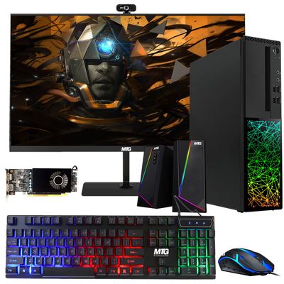 TechMagnet Gaming Desktop PC, Intel i5 6th Gen, Galaxy, 16GB RAM, 1TB SSD | 128GB SSD, MTG New 27 Inch 75hz Gaming Monitor, AMD RX 550, RGB Keyboard Mouse, Speaker, Webcam, Windows 11 (Renewed)