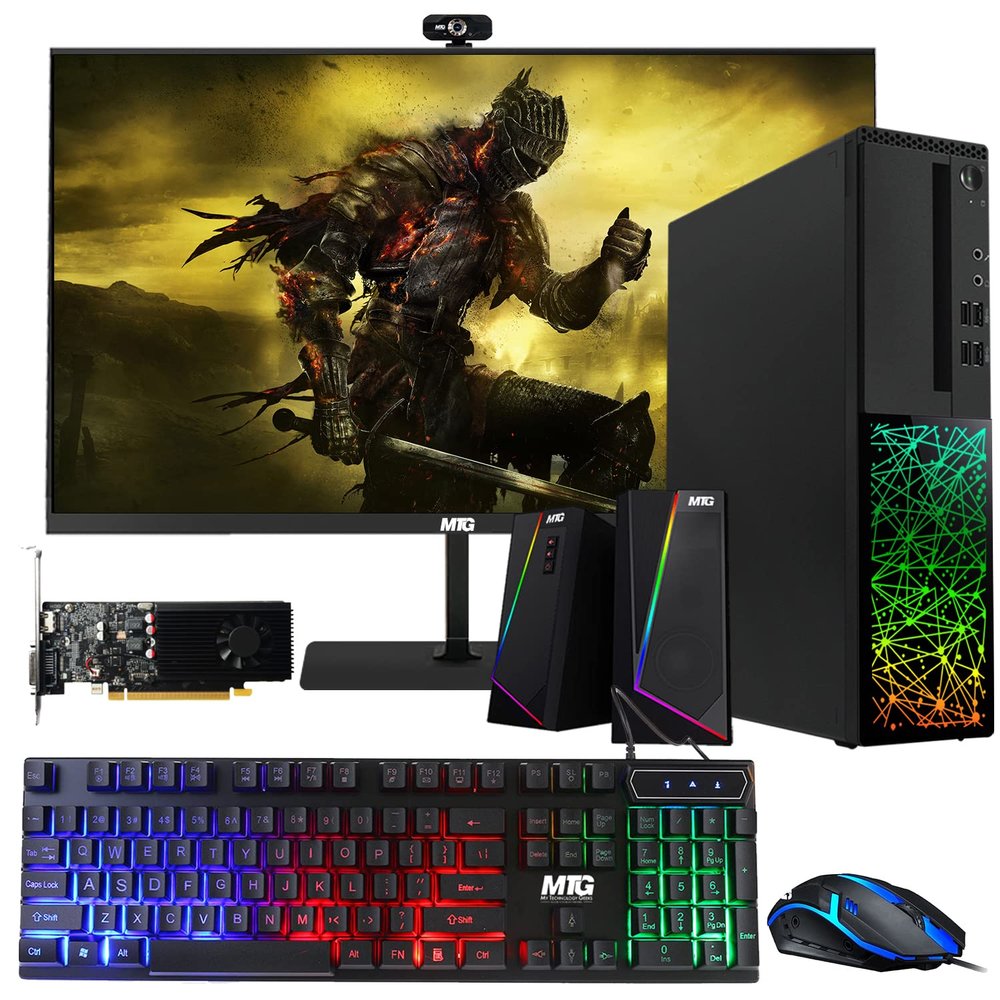 TechMagnet Gaming Desktop PC, Intel i5 6th Gen, Galaxy, 16GB RAM, 1TB SSD | 128GB SSD, MTG New 27 Inch 75hz Gaming Monitor, RGB Keyboard Mouse, GT 1030, Speaker, Webcam, Windows 11 (Renewed)