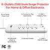 Clear Power 8-Outlet 2160J Home & Office Surge Protector Power Strip w/2-Port USB-A & 1-Port USB-C 20W PD Rapid Chargers, 5ft Power Cord, White, CP30002 view 3