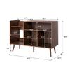 RARZOE Large Record Player Stand, Mid Century Concord Turntable Stand Table Holds Up to 350 Albums, Vinyl Record Storage Cabinet with Wood Legs for Living Room Office, Walnut Brown view 2