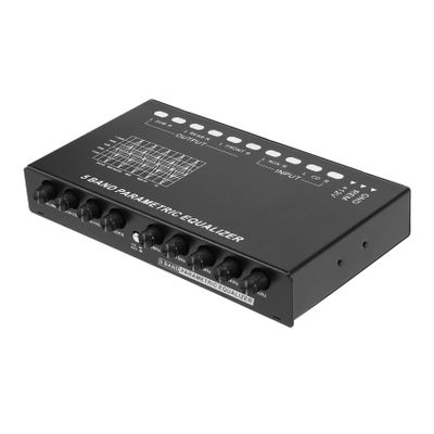pizarra 5-Band Car Audio Equalizer, Adjustable 5 Bands EQ Car Amplifier Graphic Equalizer with CD/AUX Input Select Switch,Black