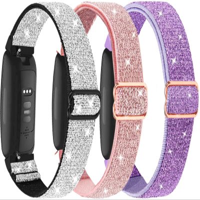 3 Pack Elastic Nylon Bands Compatible with Fitbit Inspire 3 / Inspire 2 / Inspire HR/Inspire, Soft Breathable Replacement Adjustable Stretchy Nylon Loop Wristband Sport Strap for Woman Man-Color 302
