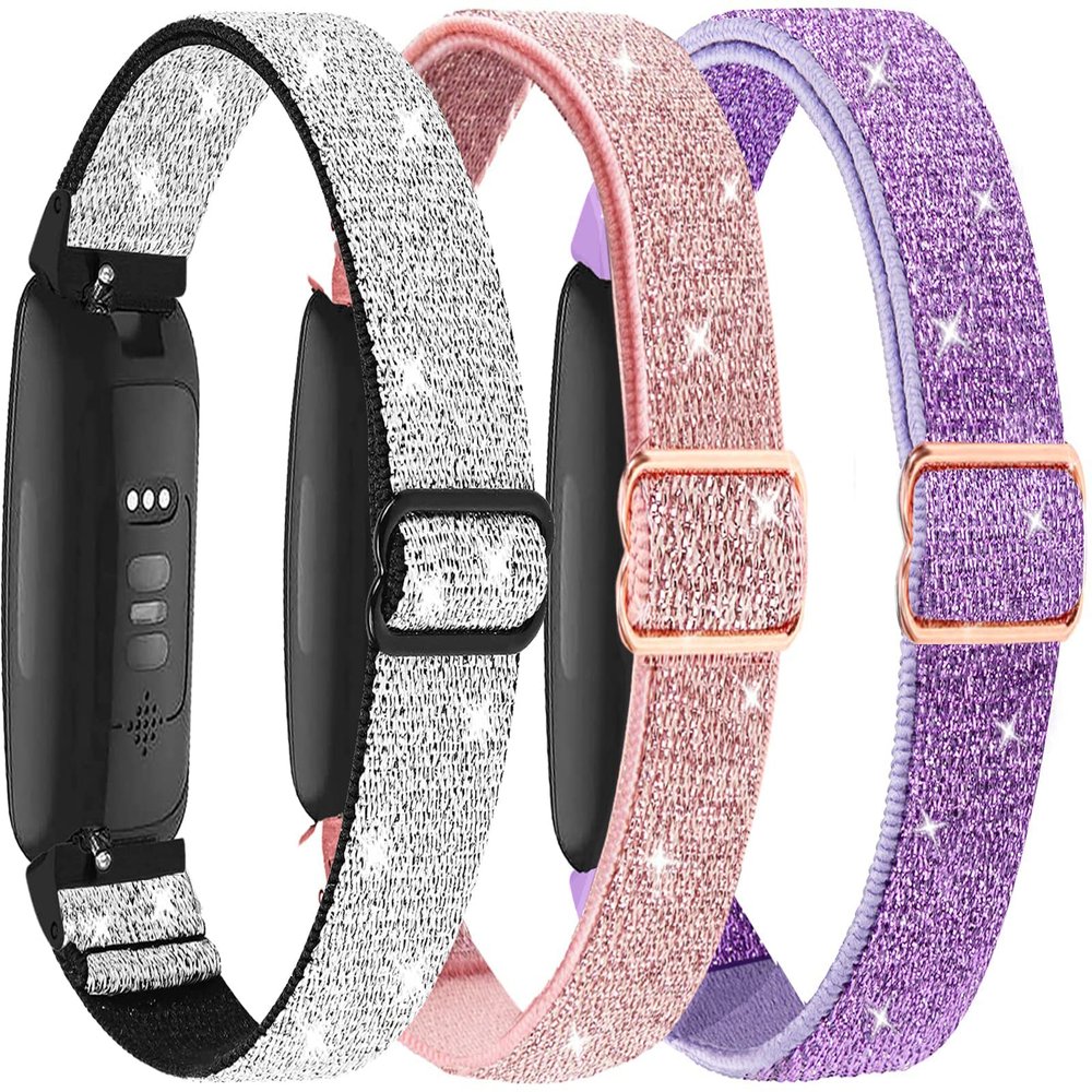 3 Pack Elastic Nylon Bands Compatible with Fitbit Inspire 3 / Inspire 2 / Inspire HR/Inspire, Soft Breathable Replacement Adjustable Stretchy Nylon Loop Wristband Sport Strap for Woman Man-Color 302