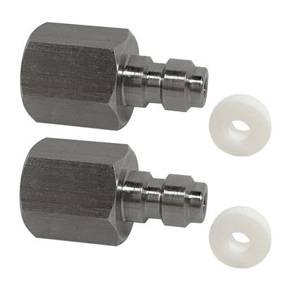 2PCS 8mm Quick-Disconnect Plug Adapter, Stainless Steel 1/8" BSPP Female Thread, PCP Paintball Charging Fittings with Sealing O-Ring