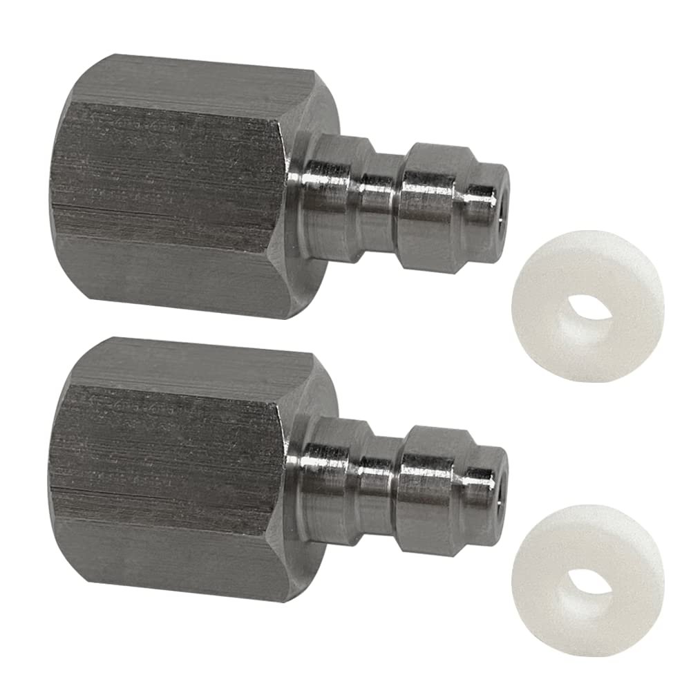 2PCS 8mm Quick-Disconnect Plug Adapter, Stainless Steel 1/8" BSPP Female Thread, PCP Paintball Charging Fittings with Sealing O-Ring