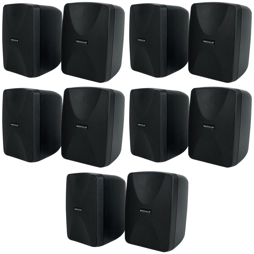 Rockville 10 WET-40B 4" 70V Commercial Indoor/Outdoor Wall Speakers Black Swivel