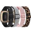 4 Pack Elastic Nylon Bands Compatible with Fitbit Versa 4/Versa 3/Sense 2/Sense, Soft Breathable Replacement Adjustable Stretchy Nylon Loop Wristband Sport Strap for Woman Man-Color 403 view 1