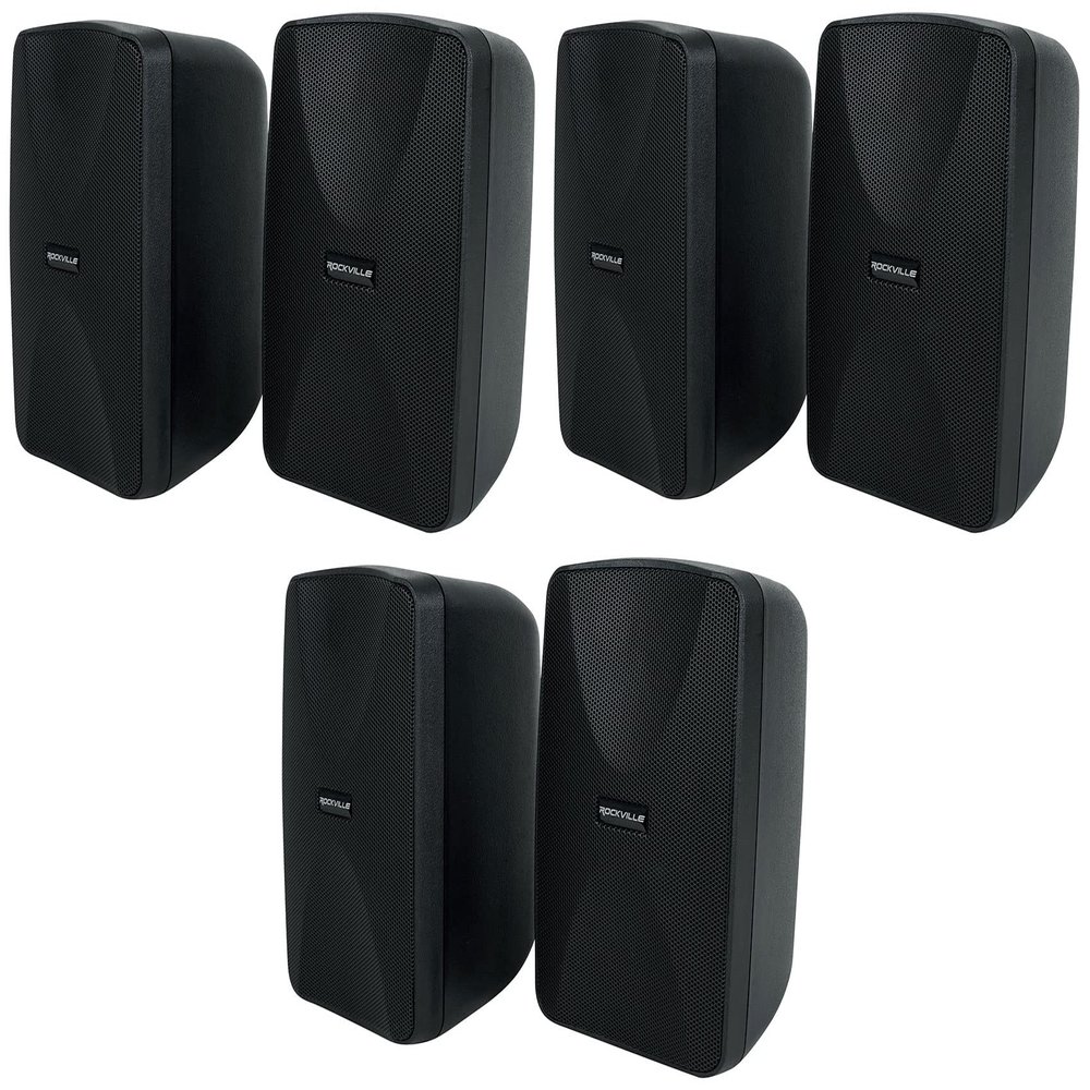 Rockville 6 WET-40B 4" 70V Commercial Indoor/Outdoor Wall Speakers Black Swivel