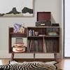 affeivul Mid-Century Modern Record Player Stand, Vinyl Record Storage Table with Wood Legs, Turntable Stand, Record Holder Holds Up to 300 Albums, for Living Room, Bedroom view 1