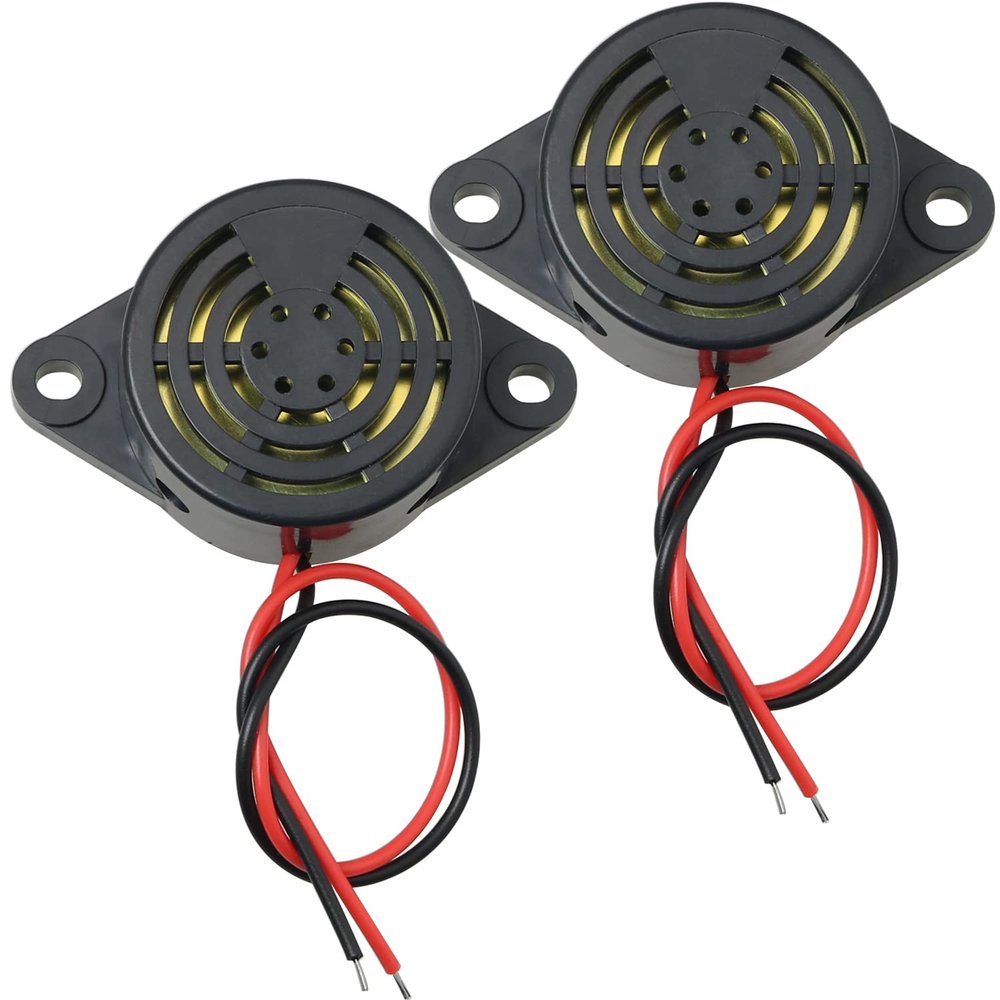 MEETOOT Piezo Electric Tone Buzzer Alarm DC 3-24V 30x15mm High Decibel Continuous Sounder Electronic Buzzer Alarm for Physics Circuits Continuous Sound