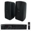 Rockville WET-40B Bundle: (2) 4-inch 70V Commercial Indoor/Outdoor Wall Speakers, Black with Swivel Mounts, RCS80-1 60 Watt 70V Bluetooth Commercial/Restaurant Amplifier Receiver, 3-Items view 1