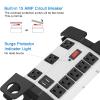 Heavy Duty Power Strip with USB, Workshop 8 Outlet Surge Protector 2700 Joules, Grey Industrial Metal 15Amp Power Strip, 10FT Extension Cord and Wide Spaced. view 3