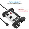 Heavy Duty Power Strip with USB, Workshop 8 Outlet Surge Protector 2700 Joules, Grey Industrial Metal 15Amp Power Strip, 10FT Extension Cord and Wide Spaced. view 4