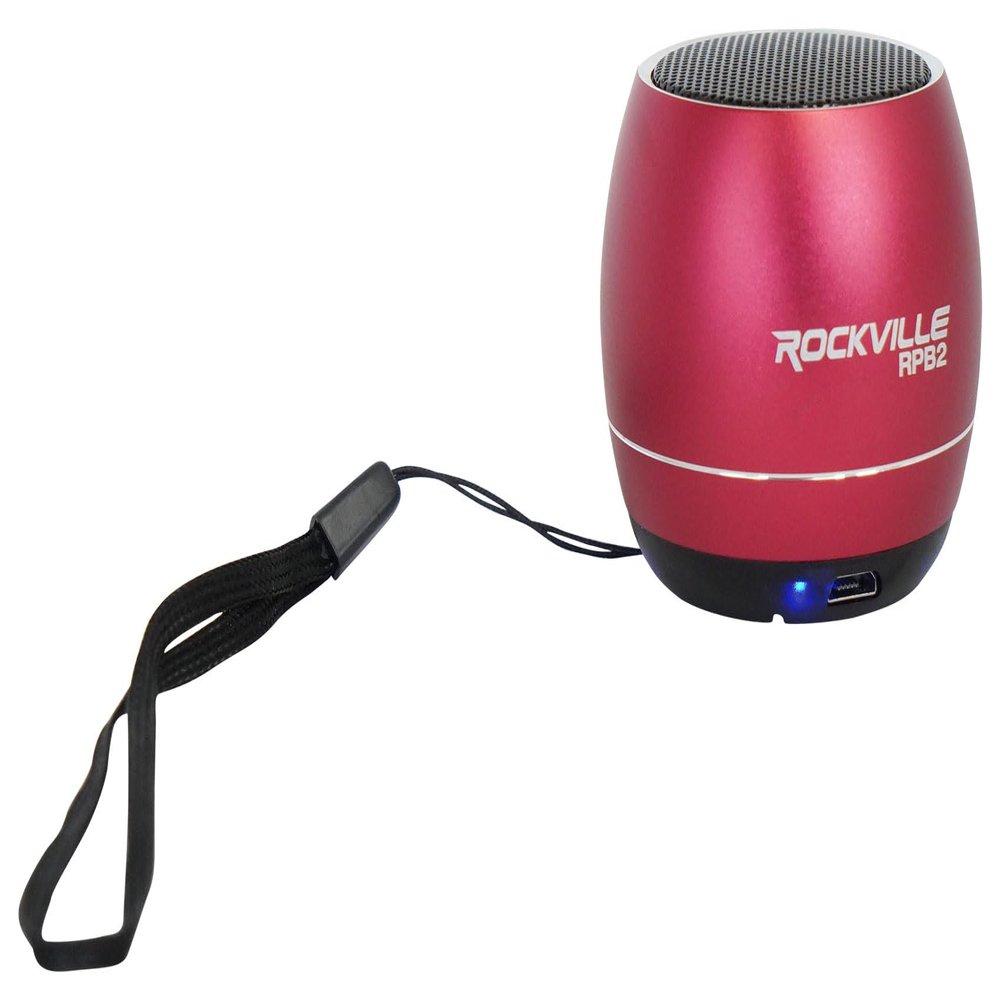 Rockville RPB2-RED 5W Portable Bluetooth Speaker, TWS Wireless Stereo Link, Built-in Mic, SD Slot, Selfie Remote, Aluminum Design
