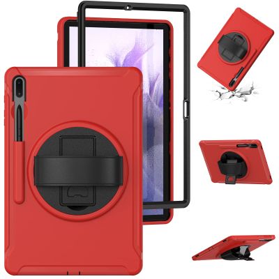AdirMi Case for Samsung Galaxy Tab S7 FE 12.4 Inch 2021 (SM-T730/T733/T735/T736/T738) with S Pen Holder, Dual Layer Full Body Tough Rugged Case with 360 Rotatable Kickstand, Hand Strap,B