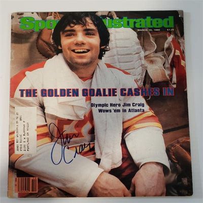 Autograph Warehouse 726144 Jim Craig Autographed Sports Illustrated Calgary Flames 1980 Olympic Team Goalie Magazine